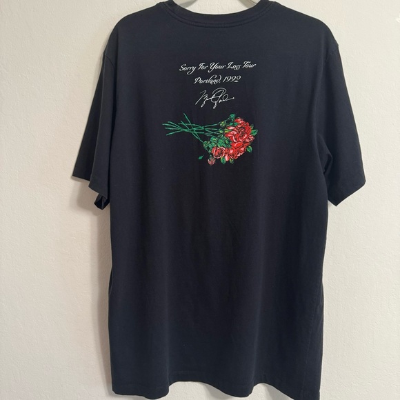 Nike Air Jordan Flight T-Shirt Mens XL Black 'Sorry For Your Loss Tour' Red Rose - Picture 3 of 6